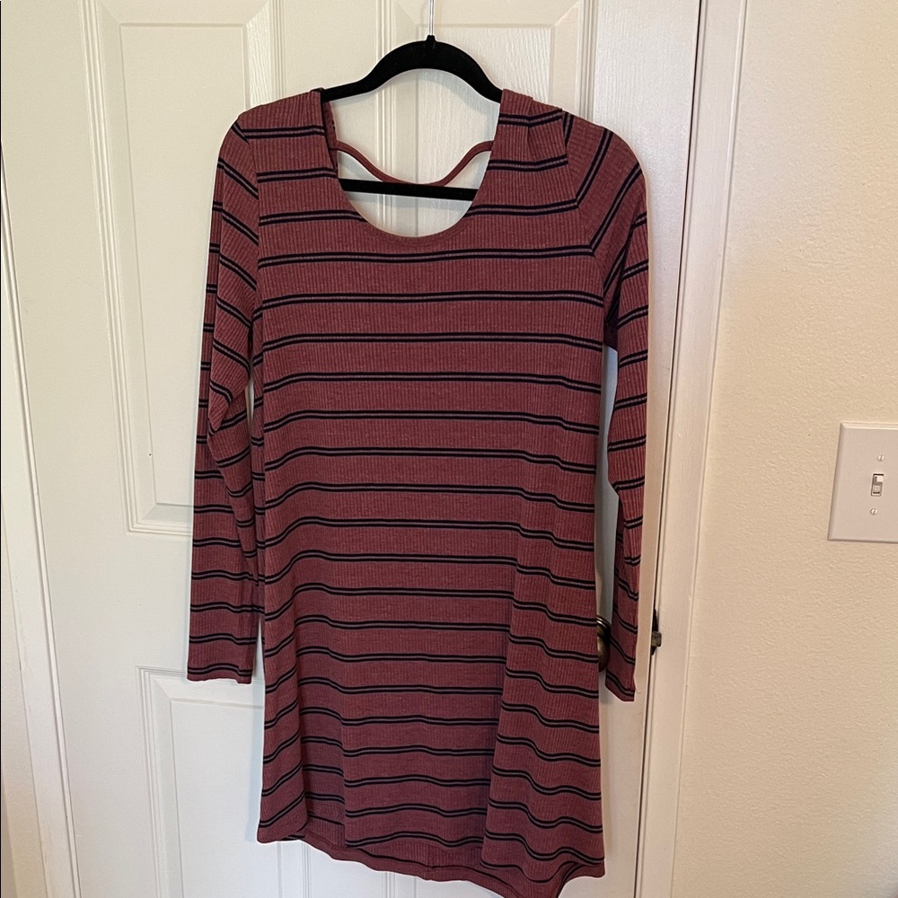RVCA Rust and Navy Striped Top